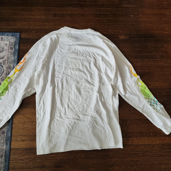 Vans White Long Sleeves Shirt with Colorful Flame Design - Picture 2 of 3